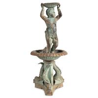 A Patinated Bronze Figural Fountain