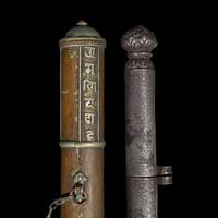 Two Tibetan Metal Pen or Stick Incense Cases 藏傳香筒兩隻