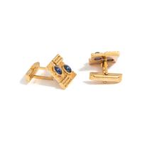 TIFFANY & CO., YELLOW GOLD AND STAR SAPPHIRE CUFFLINKS