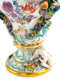 A Pair of Large Meissen Porcelain Urns