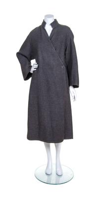 A Galanos Grey Wool Wrap Coat,