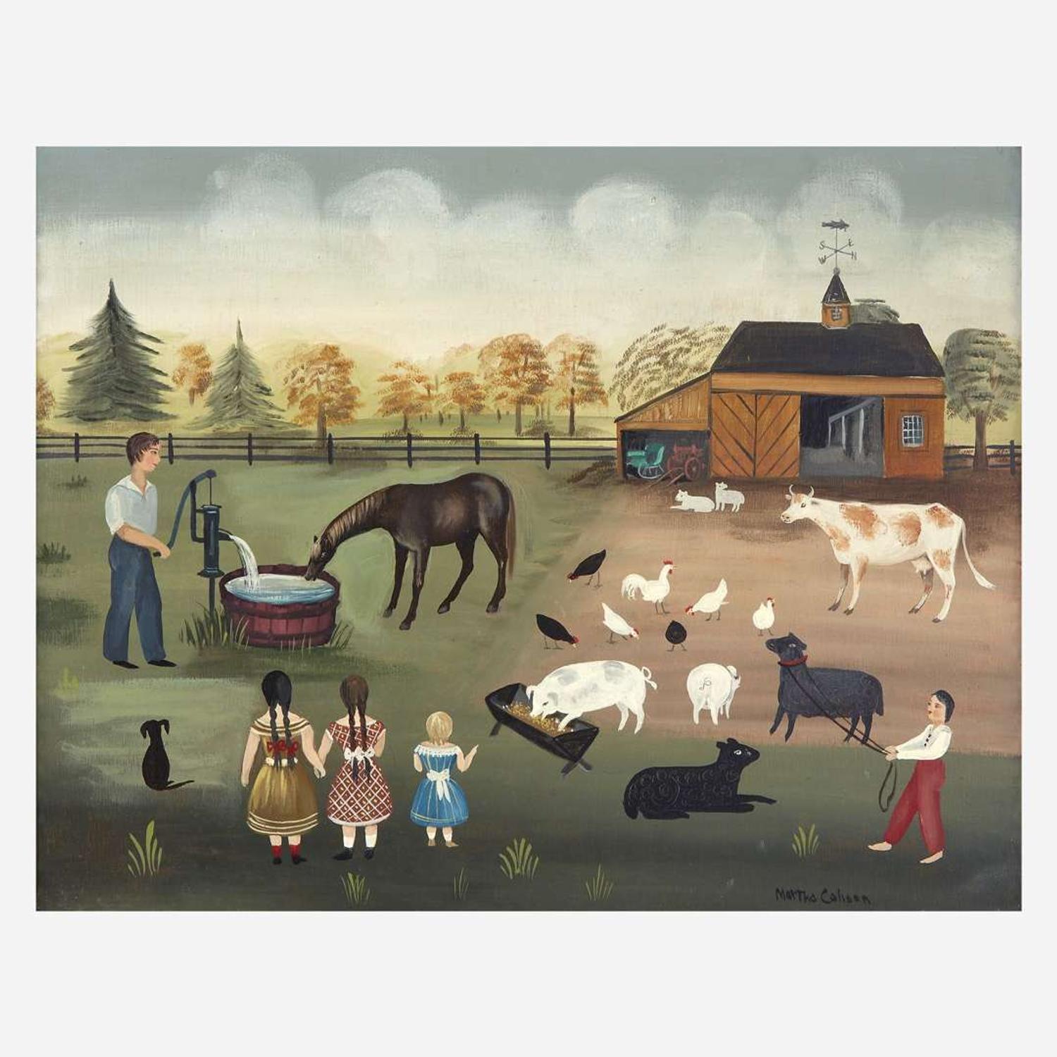 Martha Cahoon (1905-1999) Farm Scene