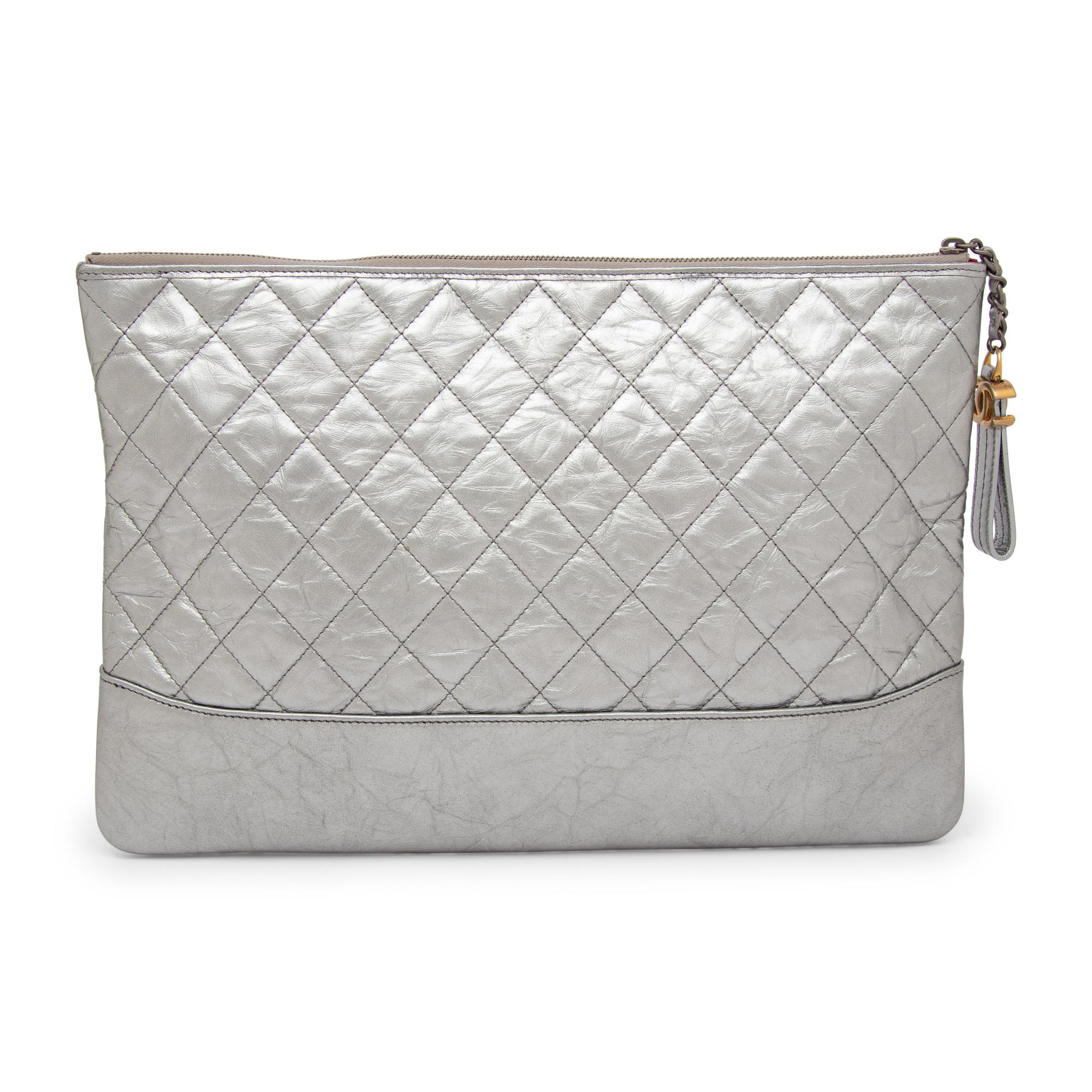 Chanel, Silver Gabrielle Flat Clutch