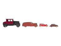 A Group of Toy Service Stations and Cars