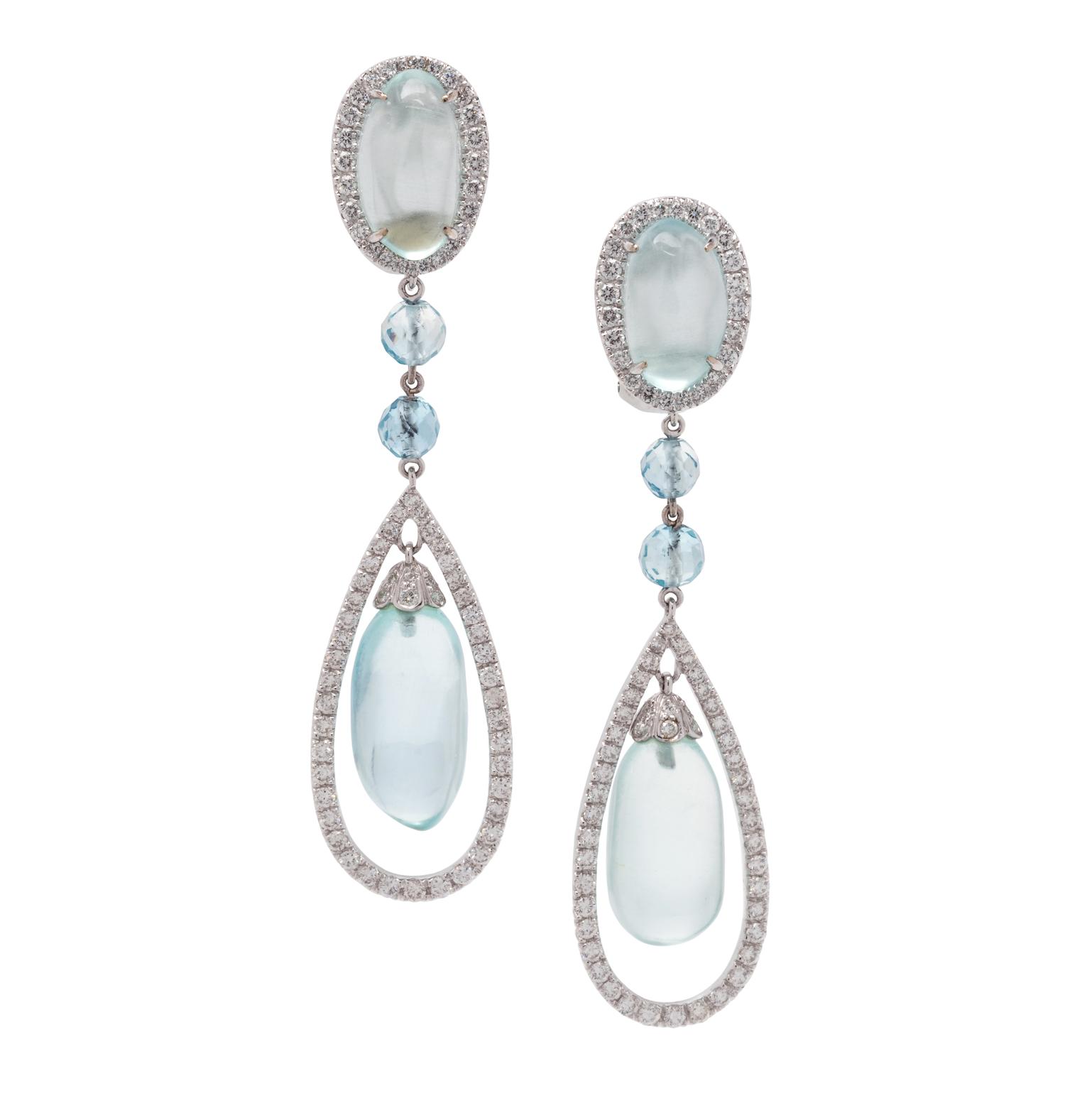 LAURA MUNDER, AQUAMARINE AND DIAMOND EARCLIPS