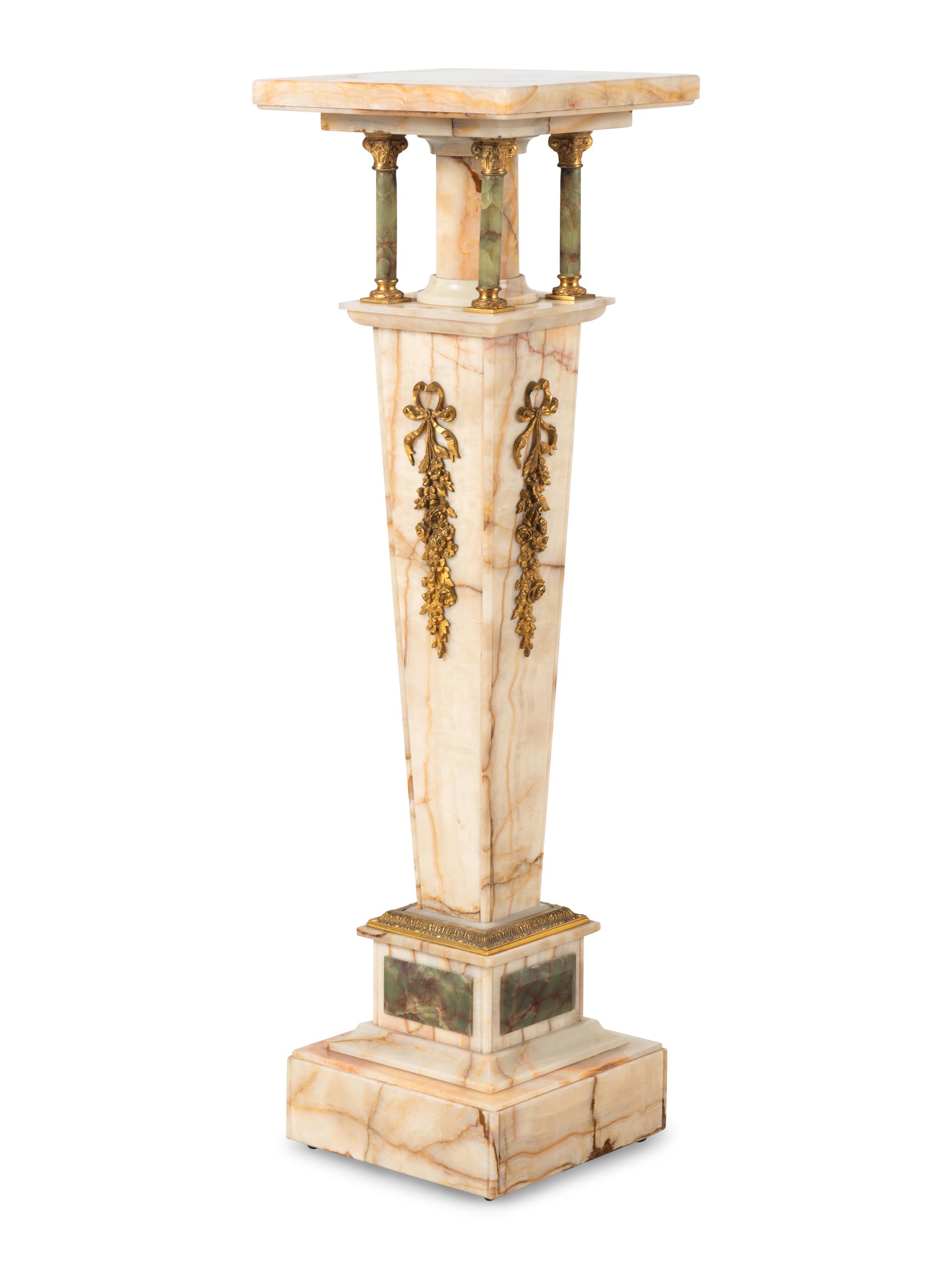 A Gilt Bronze Mounted Onyx Pedestal
