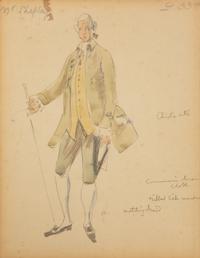 Three Framed Watercolor Costume Studies Attributed to Cecil Beaton