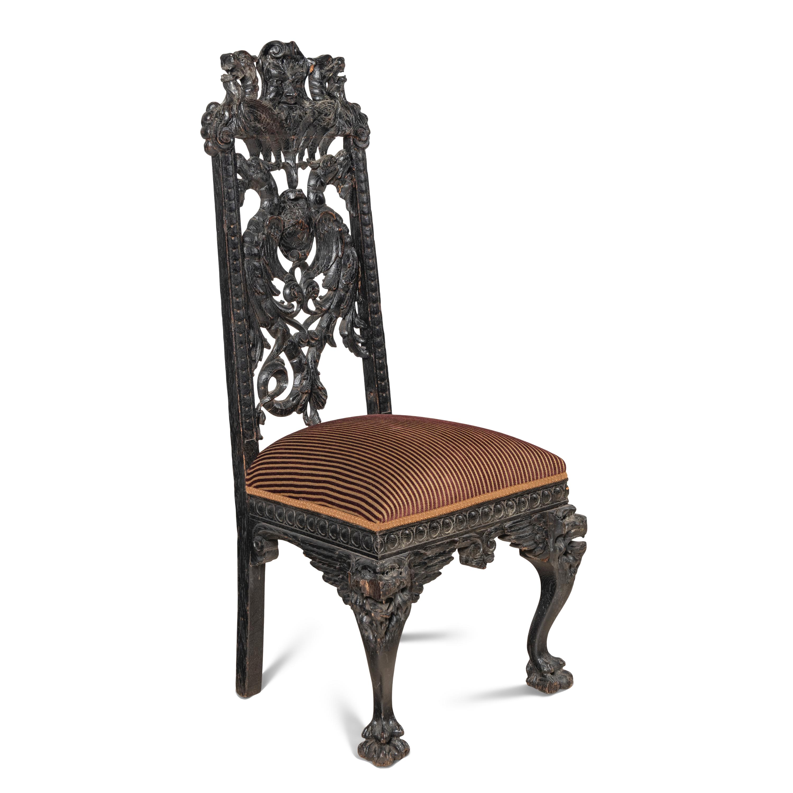 A Renaissance Revival Carved Oak Chair