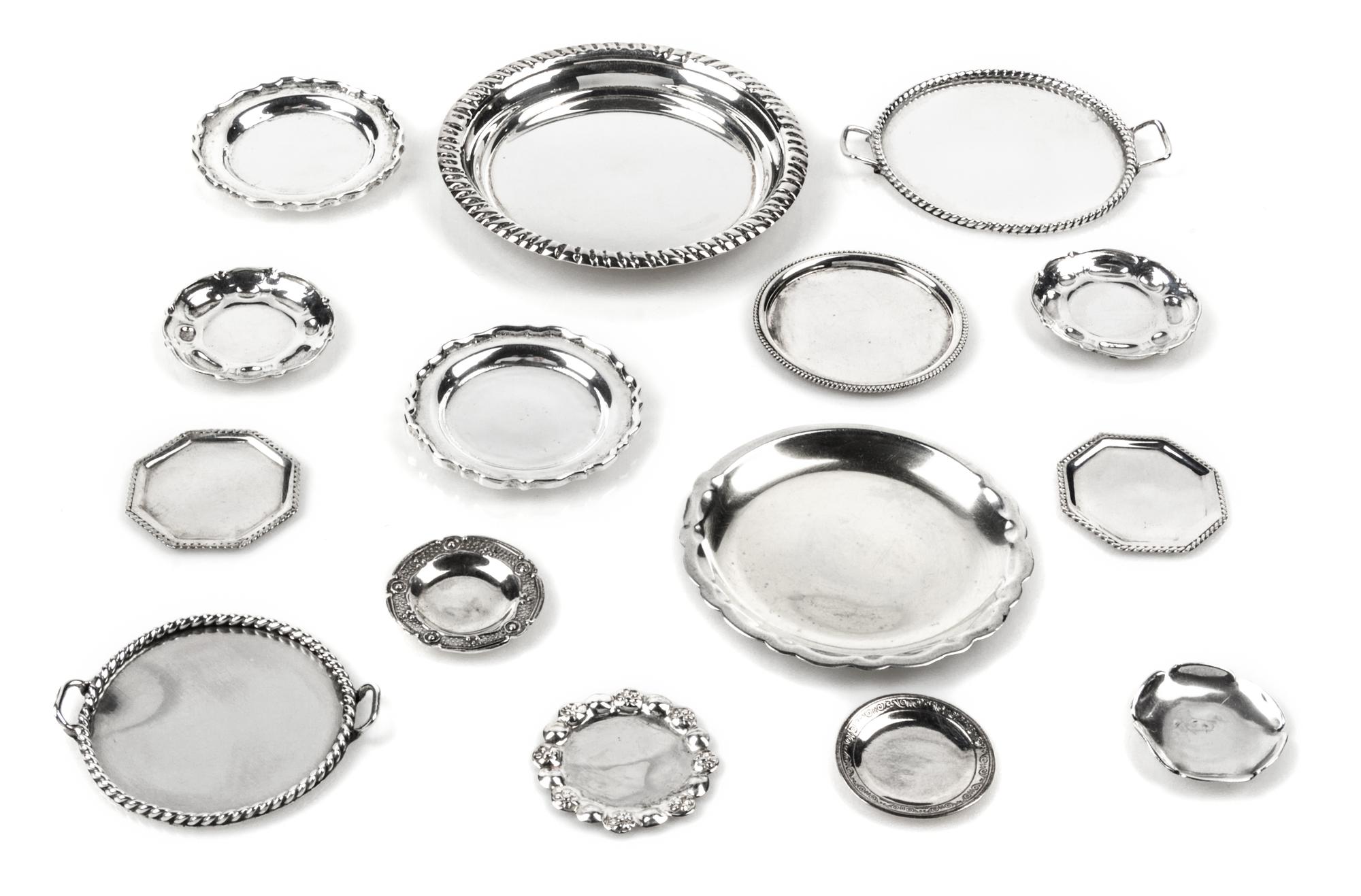 A Group of Fifteen American and Mexican Silver Dishes, Various Makers, comprising two American two-handled trays each having a gadroone