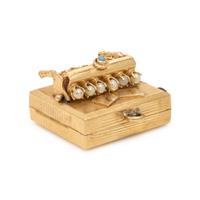 Multigem and Yellow Gold Music Box Charm
