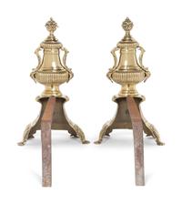 A Pair of English Brass Andirons