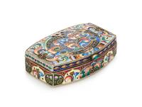 A Russian Enameled Silver Snuff Box, Likely Mark of Nicolai Zhyerdyev, Moscow, Late 19th/Early 20th Century, the case with polychrome e