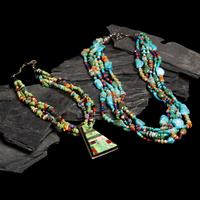 Daniel Coriz (Kewa, 20th/21st century) — Four-strand Necklace, with Sterling Silver Mosaic Inlay Pendant, PLUS