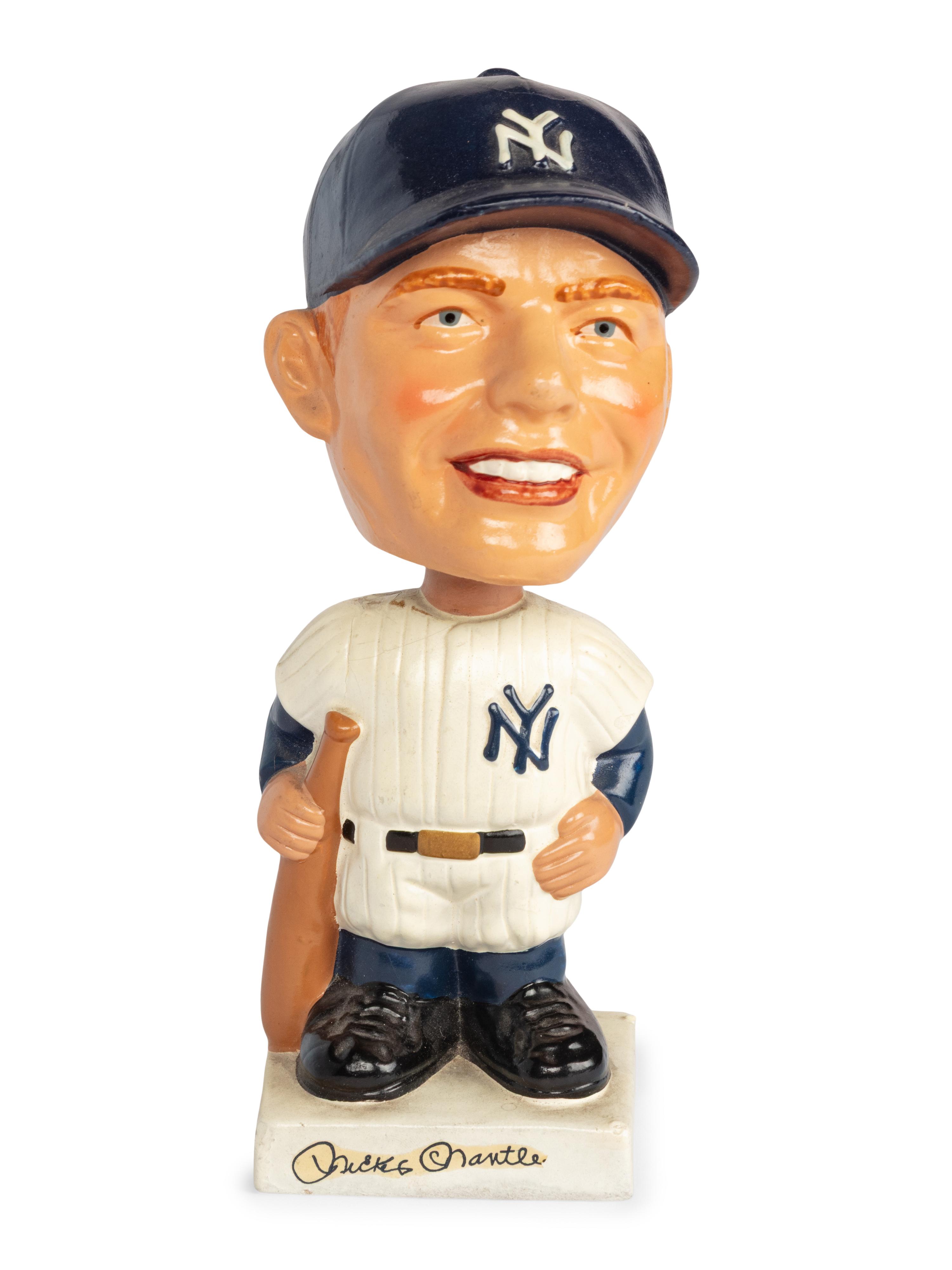 A Collection of Vintage Mickey Mantle and New York Yankees Items Including Mantle Signed Scorecard and 1960s Bobblehead (Beckett Authentication Services)