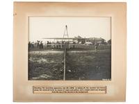 [AVIATION] -- [WRIGHT BROTHERS]. A group of 2 photographs, incl. views of Wilbur Wright and a Wright airplane, 1909.