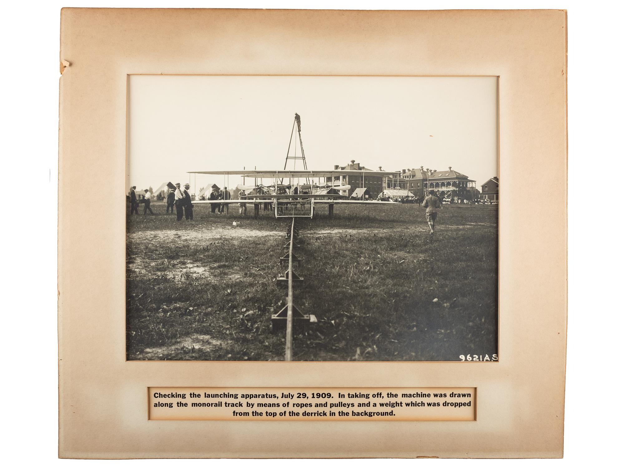[AVIATION] -- [WRIGHT BROTHERS]. A group of 2 photographs, incl. views of Wilbur Wright and a Wright airplane, 1909.
