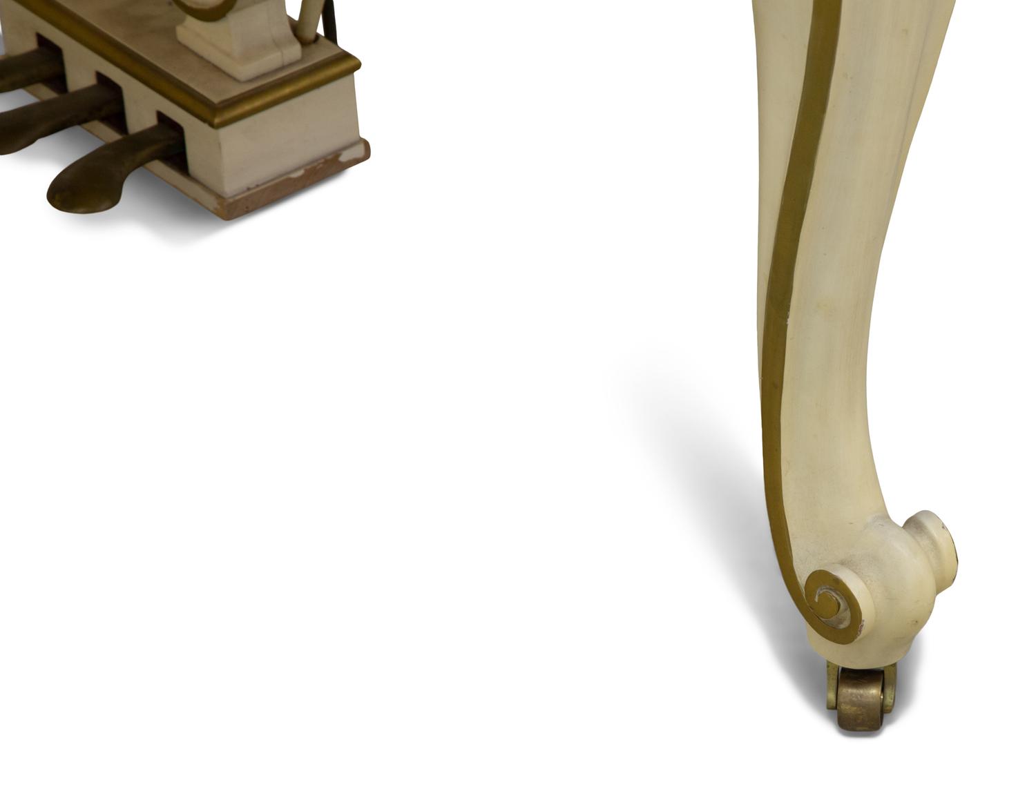A Baldwin White Painted and Parcel Gilt Baby Grand Piano