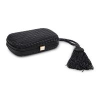 Bottega Veneta, Black Satin Intrecciato Clutch