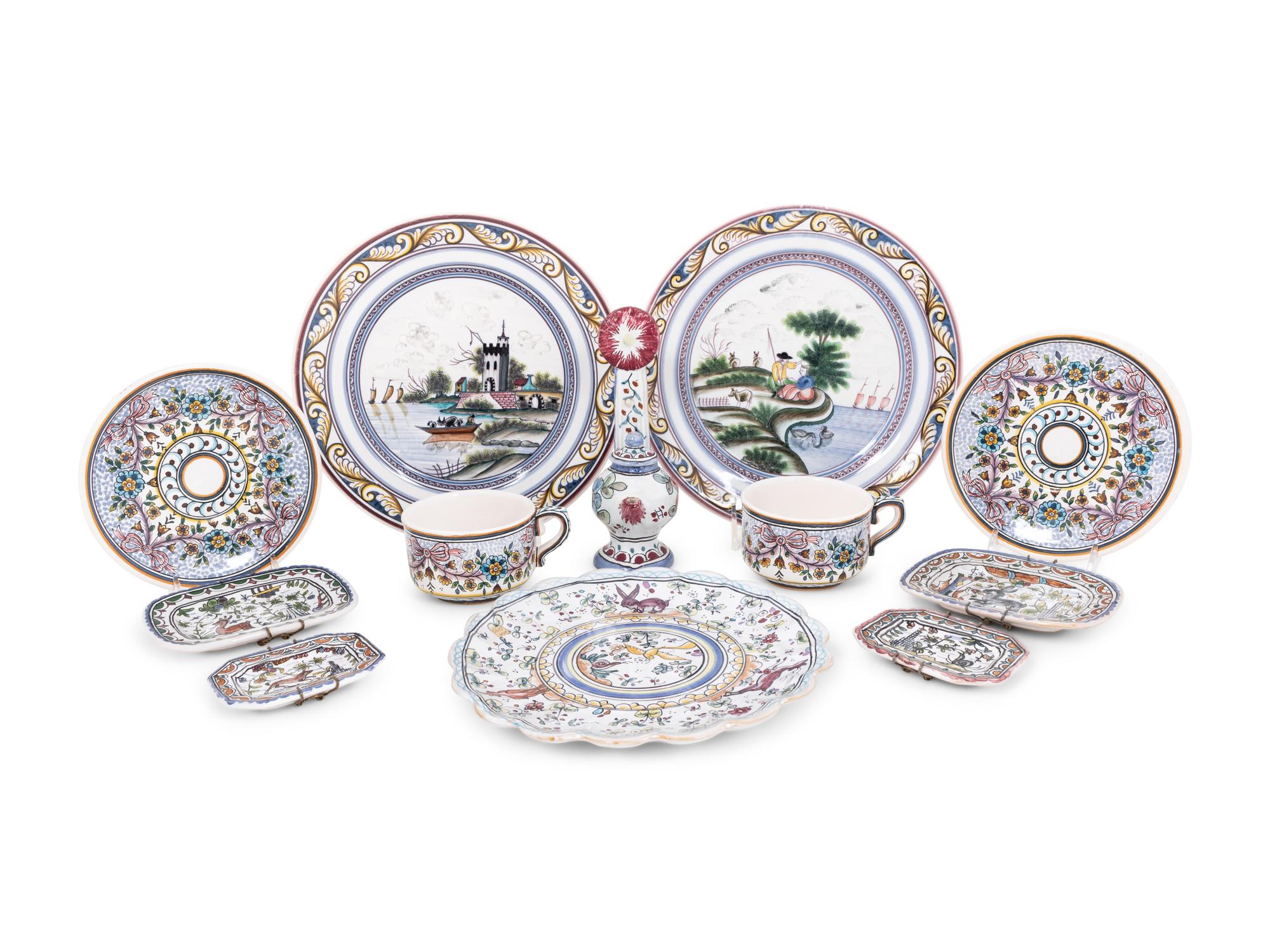 A Group of Hand-Painted Portuguese Pottery Articles