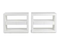 A Pair of Contemporary White Lacquer Finished Two-Tier Side Tables