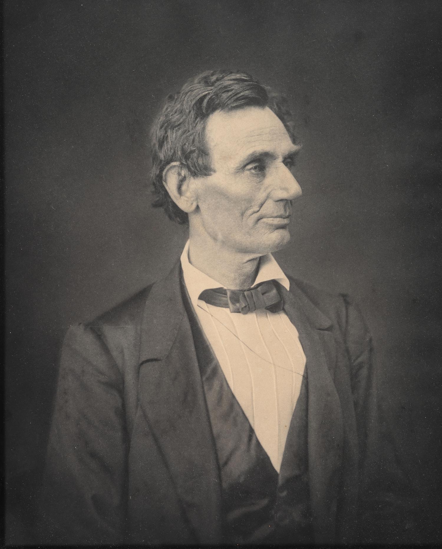 [LINCOLN, Abraham (1809-1865)]. [HESLER, Alexander (1823-1895), photographer]. Platinum photograph of Abraham Lincoln. George B. Ayers, printer, 1881.
