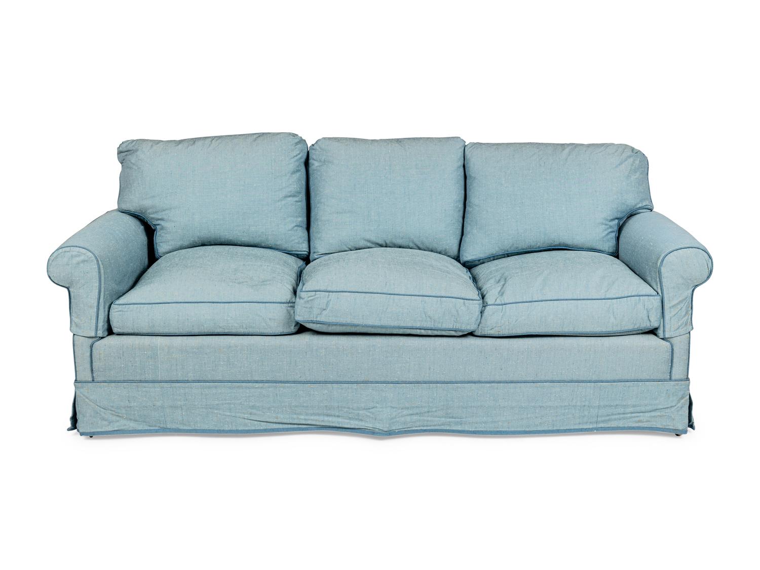A Custom Upholstered Three-Seat Sofa