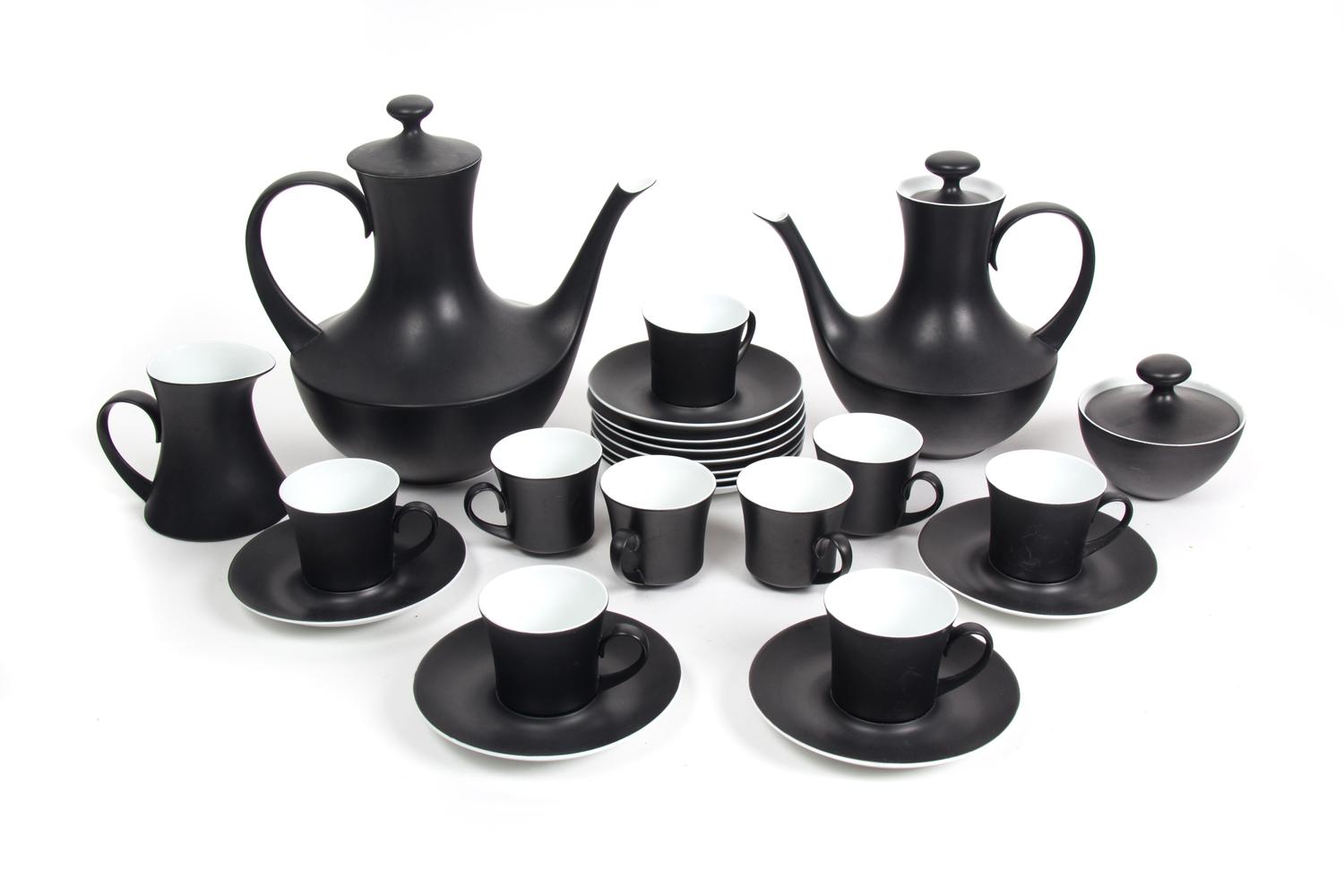 A Block Bidasoa Espana Noche Tea and Coffee Service Height of coffee pot 9 inches. — MID 20TH CENTURY