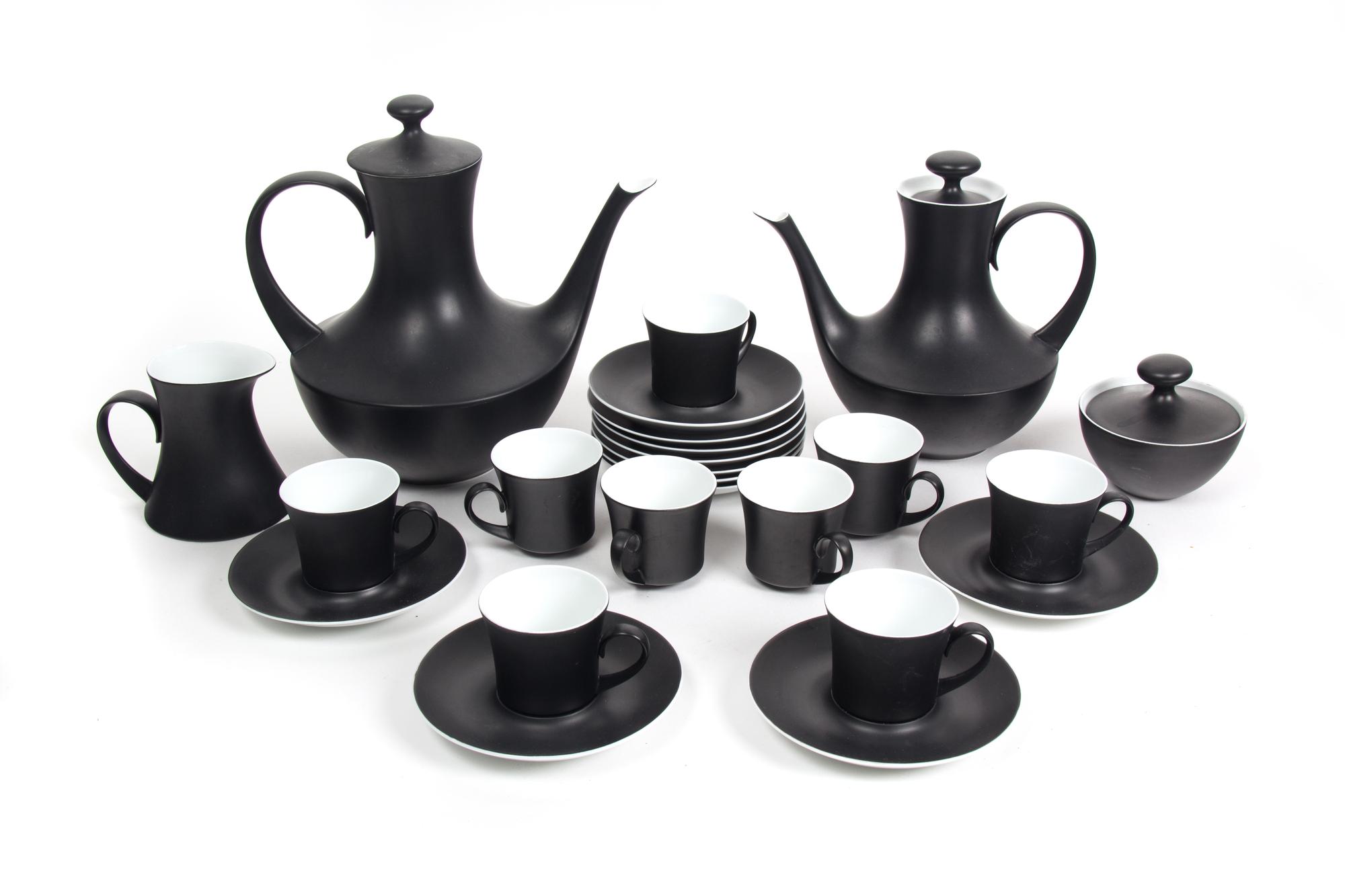 A Block Bidasoa Espana Noche Tea and Coffee Service Height of coffee pot 9 inches. — MID 20TH CENTURY