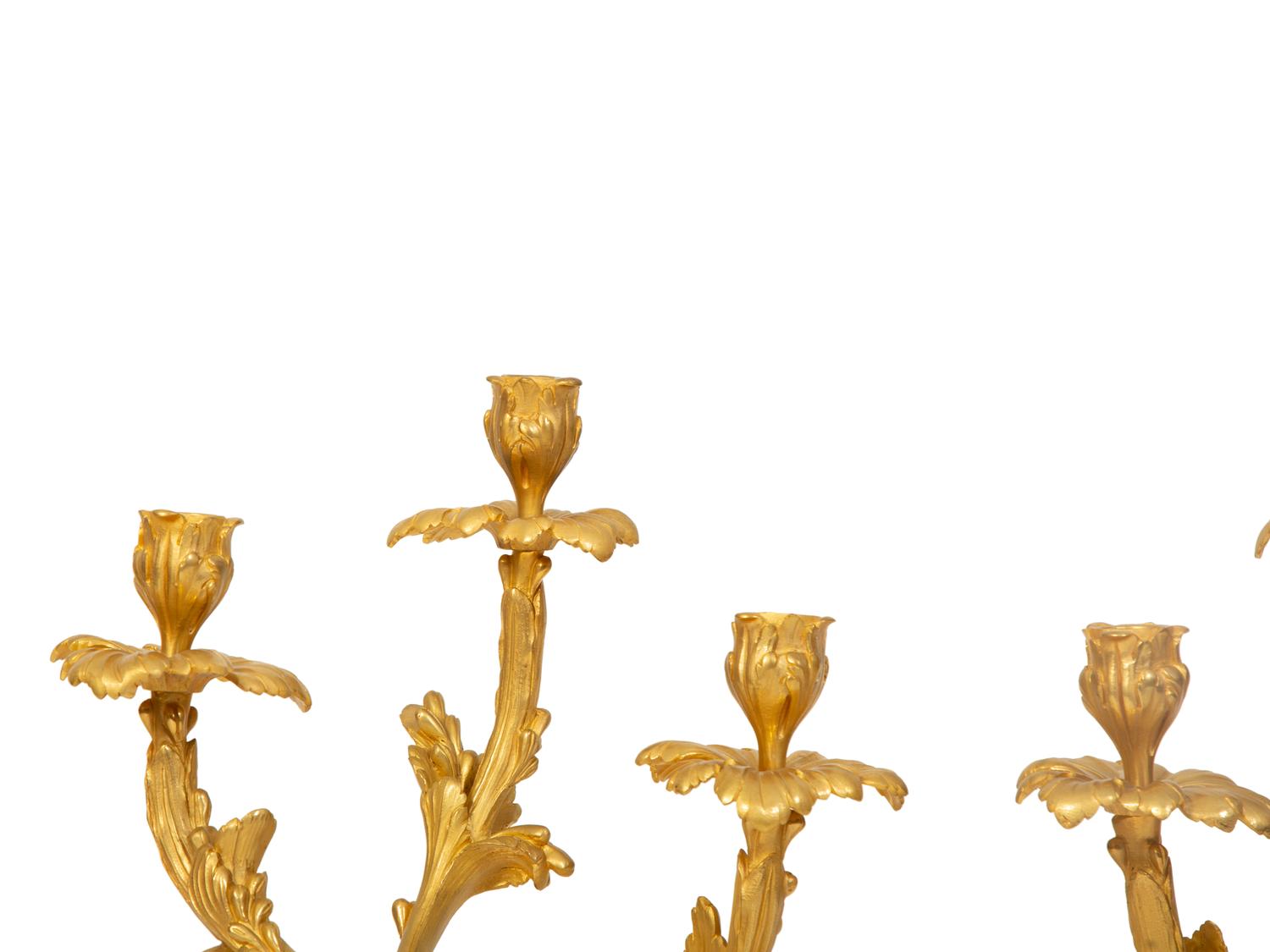 A Pair of Louis XV Style Gilt Bronze Three Light Candelabra — 19TH CENTURY