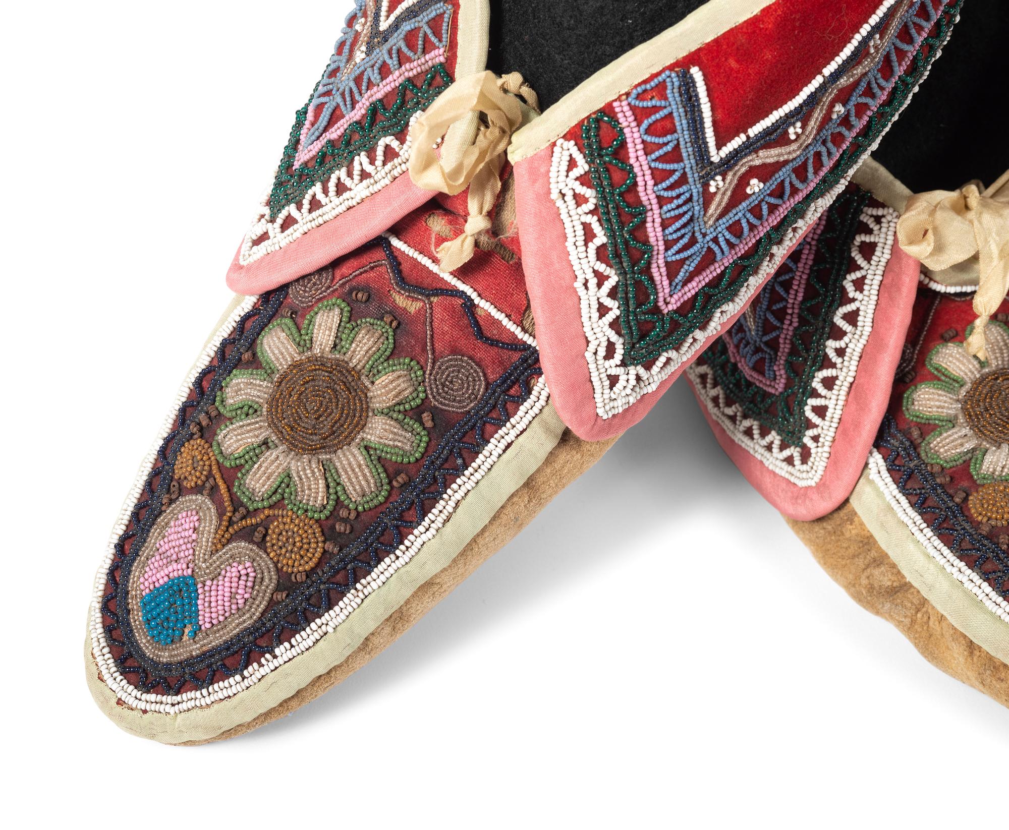 Maliseet Beaded Hide Moccasins