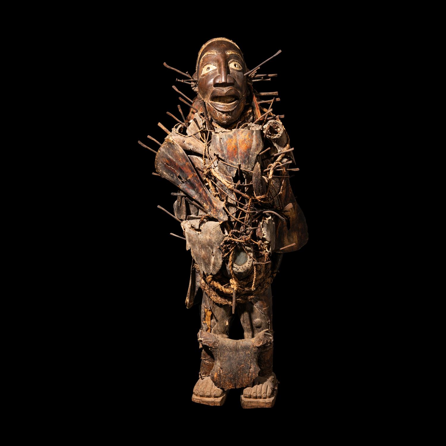A Yombe Wood Nkisi Nkondi Figure