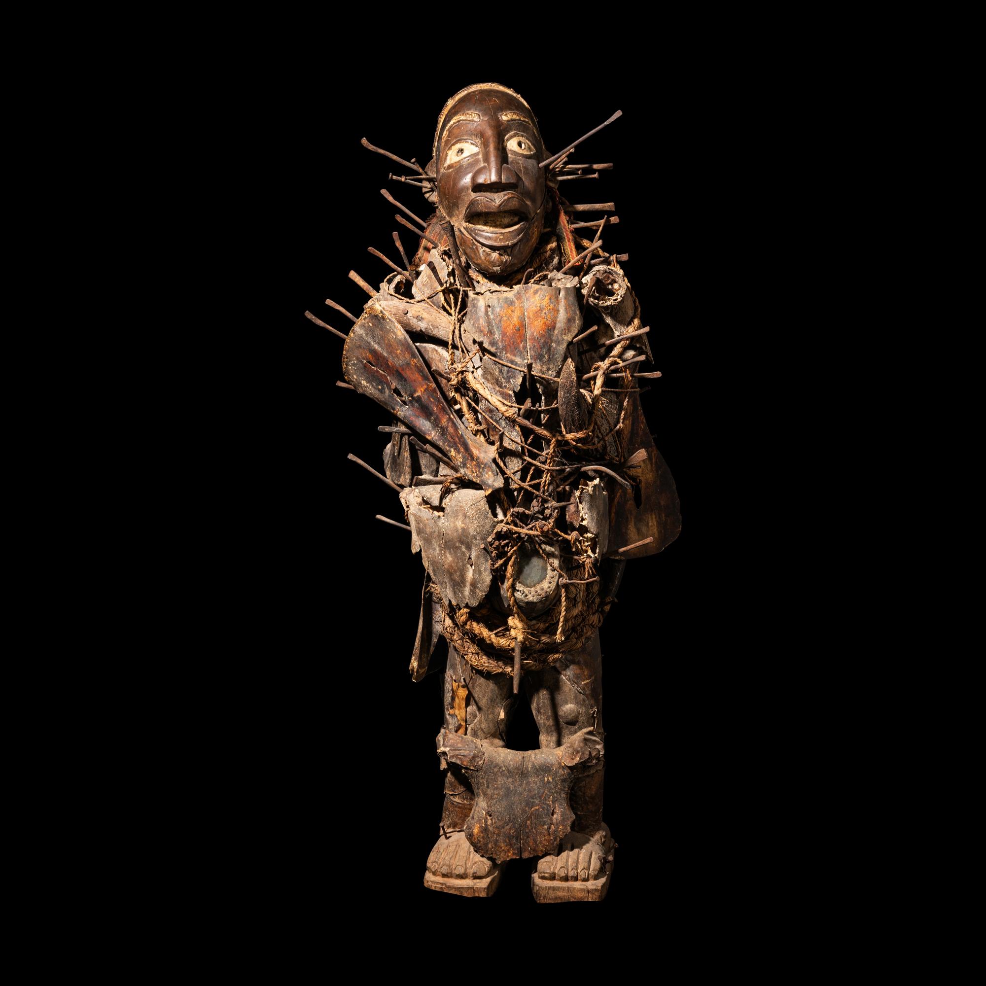 A Yombe Wood Nkisi Nkondi Figure