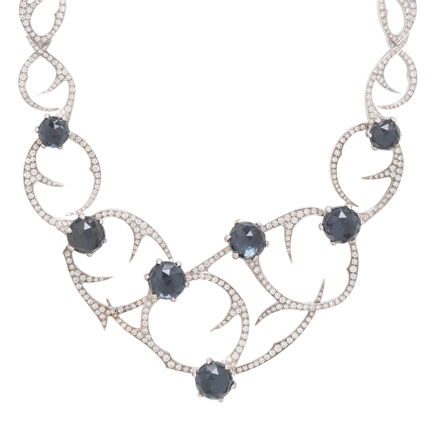 STEPHEN WEBSTER, DIAMOND, HEMATITE, AND QUARTZ 'THORN COLLAR' NECKLACE