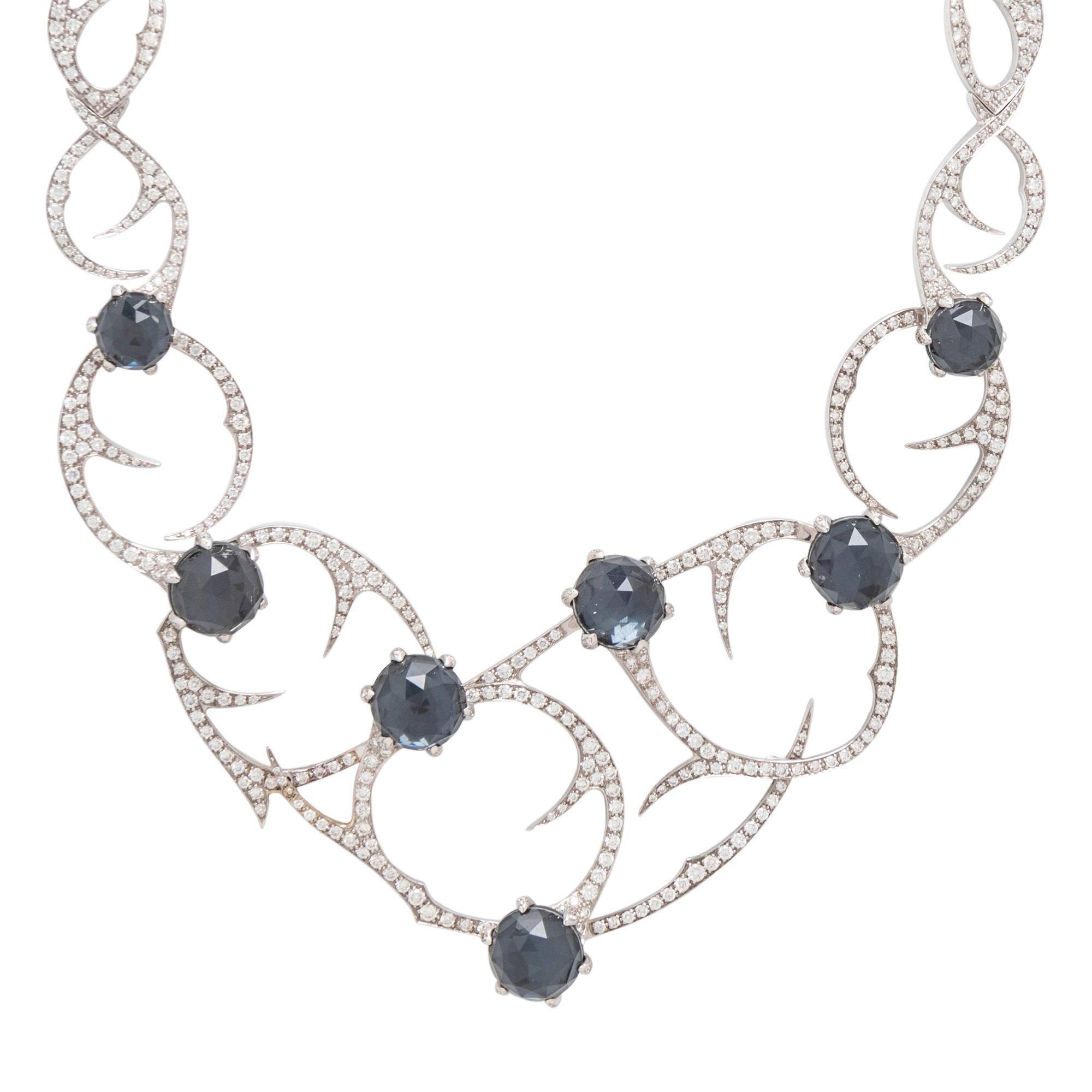 STEPHEN WEBSTER, DIAMOND, HEMATITE, AND QUARTZ 'THORN COLLAR' NECKLACE