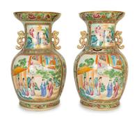 A Pair of Chinese Export Famille Rose Porcelain Vases — 19th/20th Century