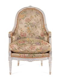 A Louis XVI Style White-Painted Bergère
