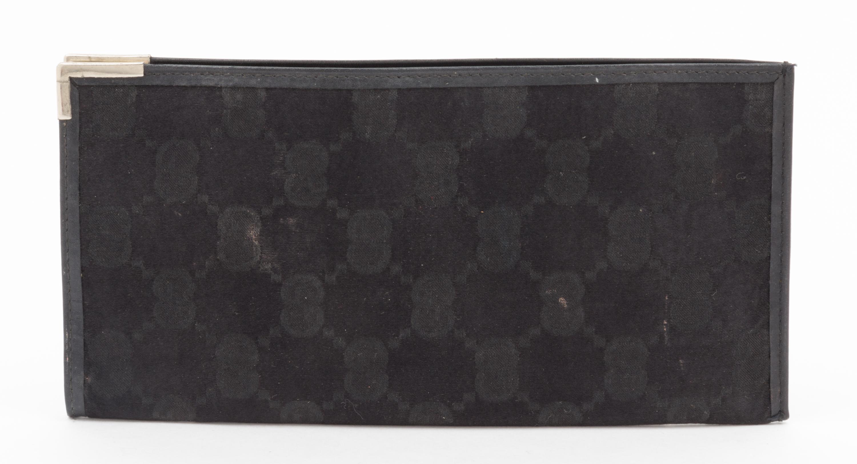 A Gucci Black Monogram Canvas Bill Fold, 6.5" x 3".
