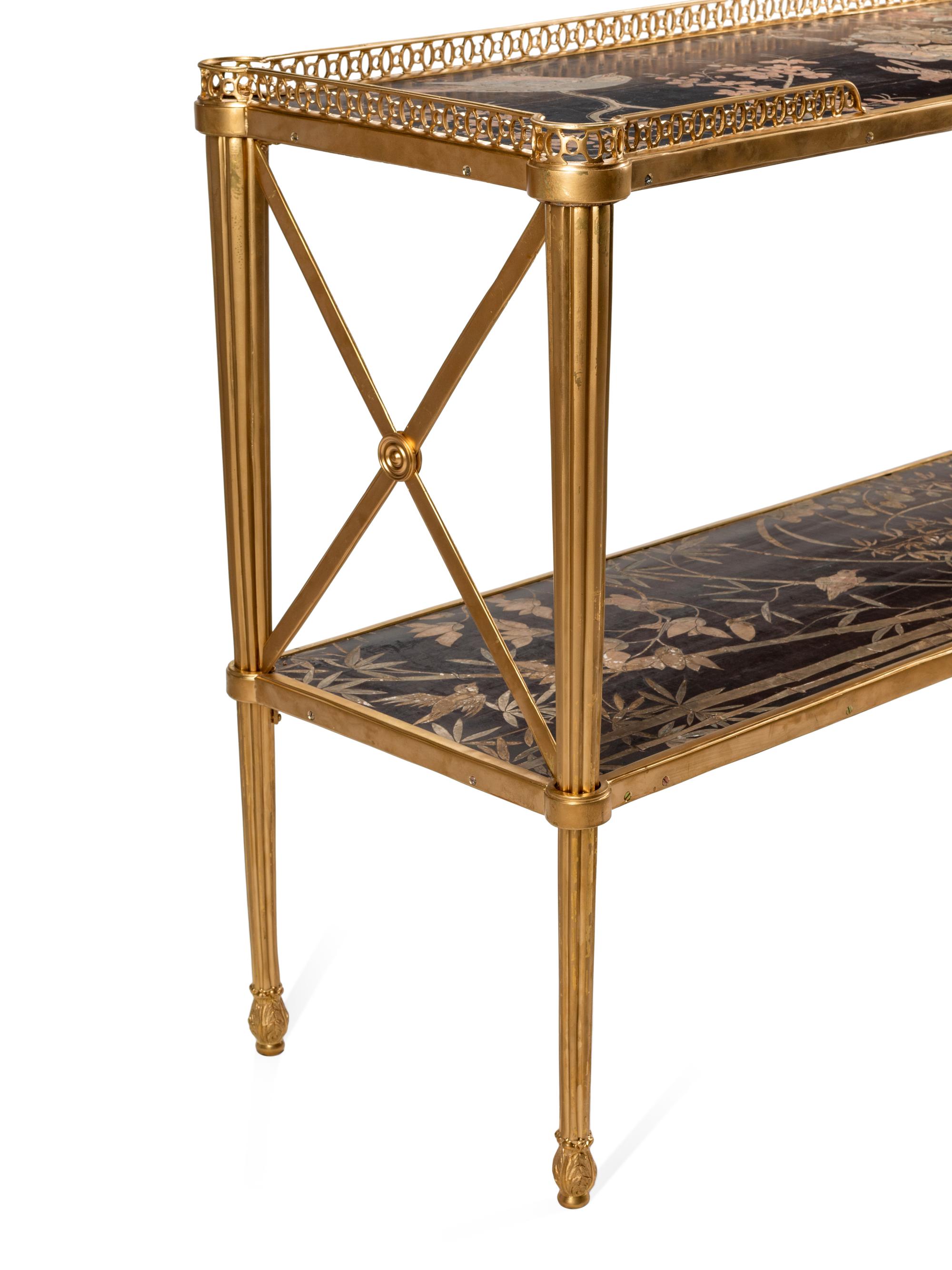 A Coromandel Lacquer Panel-Inset Gilt Bronze Serving Table