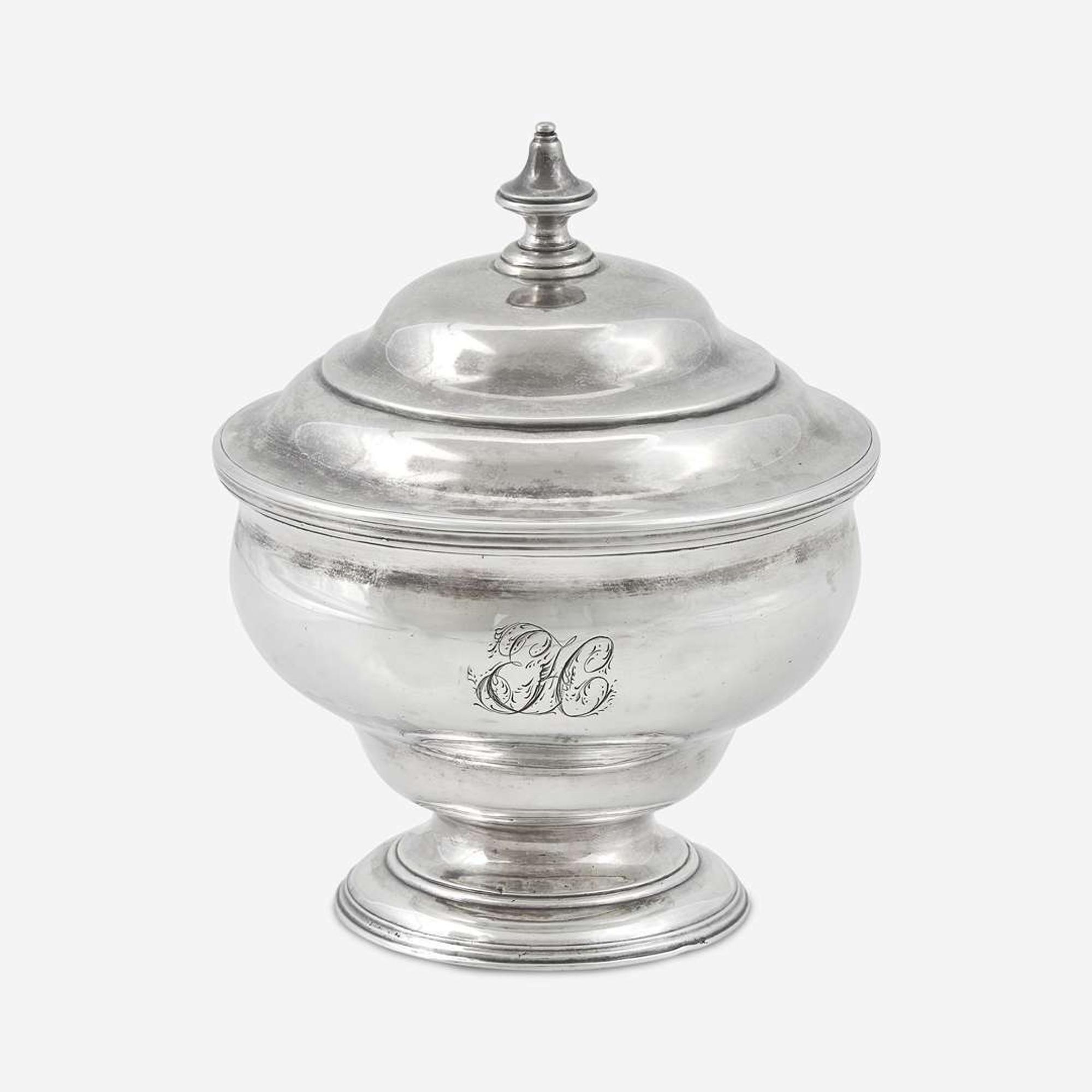 A silver footed sugar bowl and cover Joseph Richardson, Sr. (1711-1784), Philadelphia, PA, circa 1760