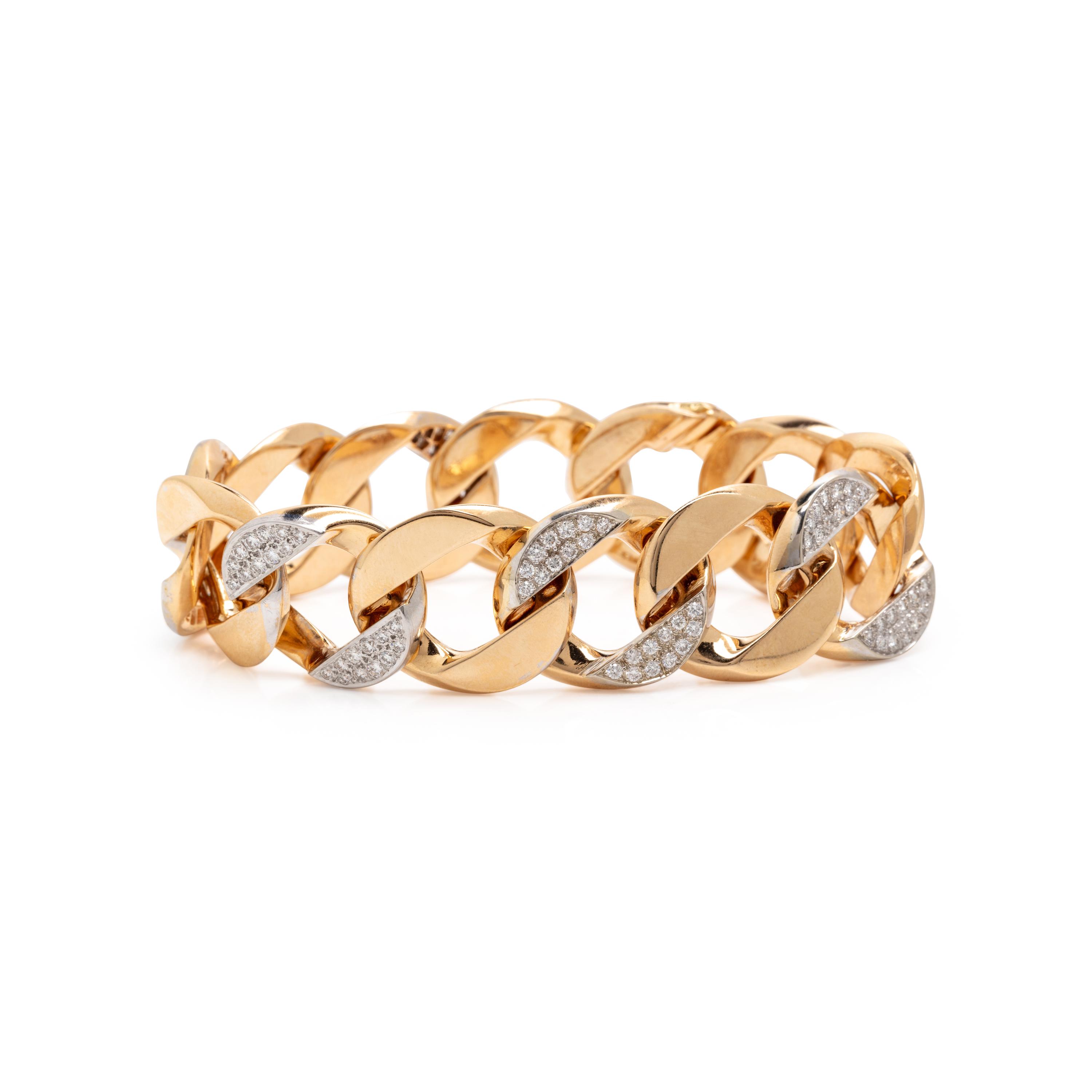 Diamond and Gold Curb Link Bracelet