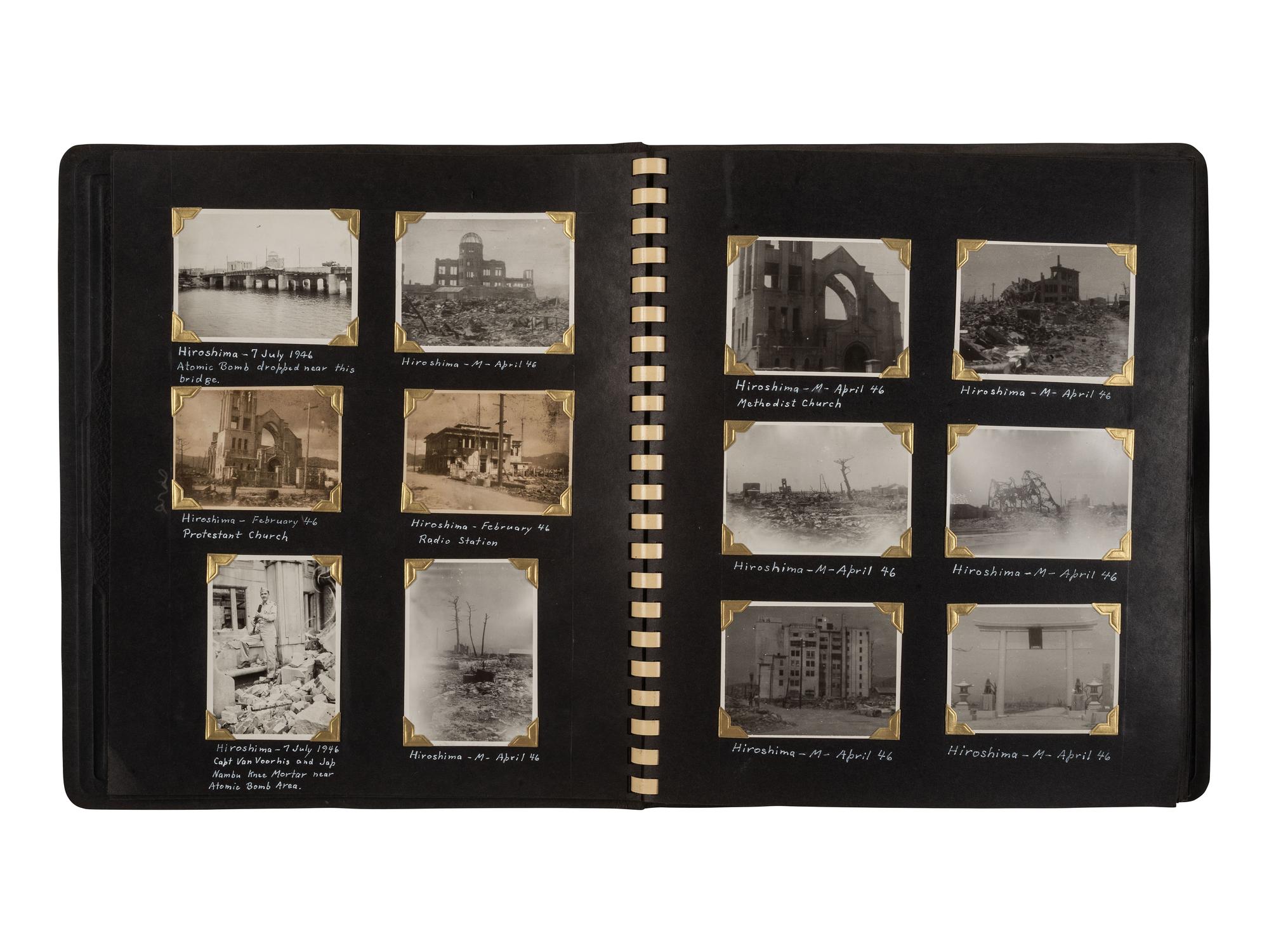 [WORLD WAR II]. Captain Van Voorhis collection, including photographs demonstrating the aftereffects of the atomic bomb and the reconstruction and occupation of Japan. Ca 1945-1947.