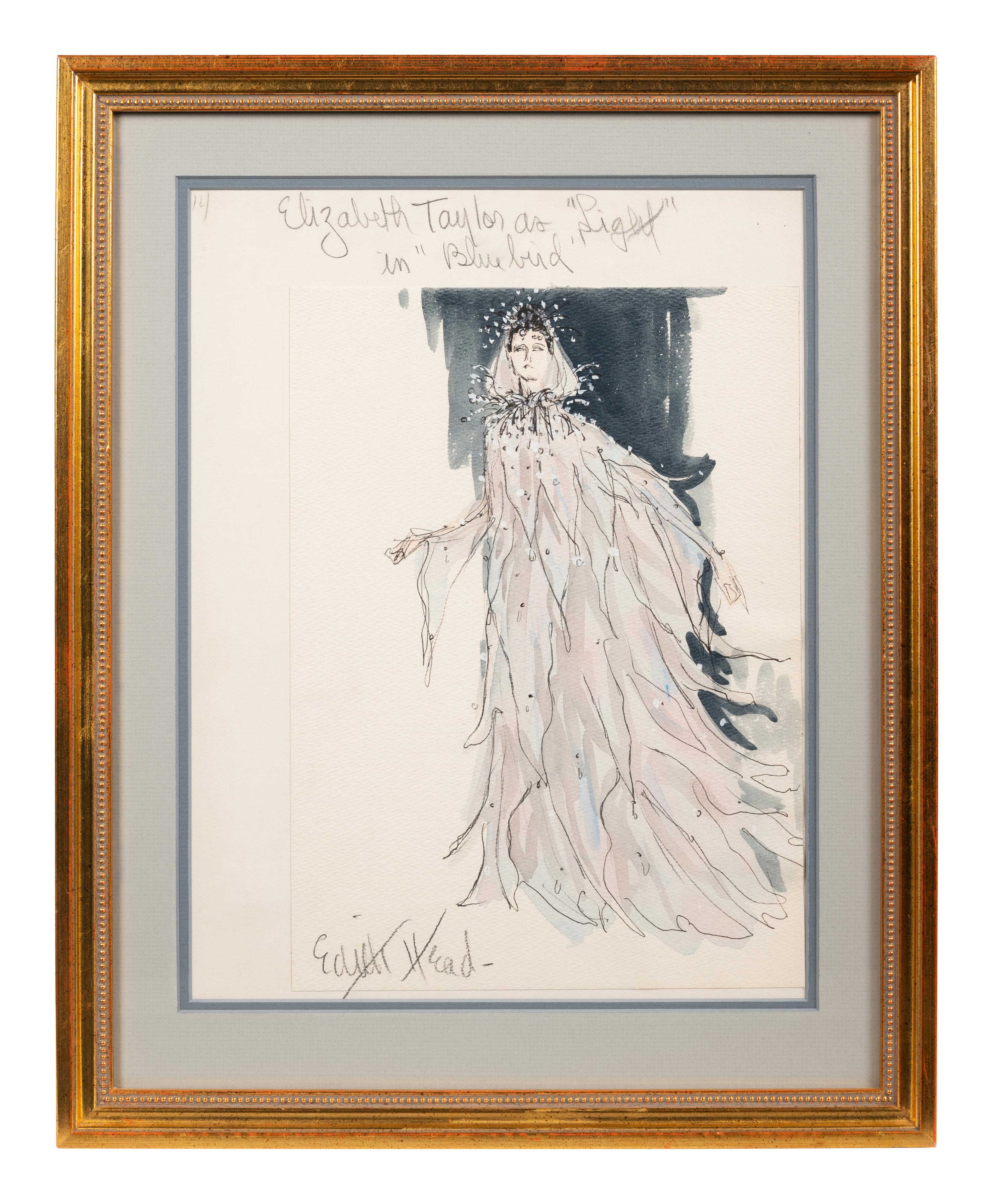 Edith Head Costume Illustration for Elizabeth Taylor in Blue Bird , c1976