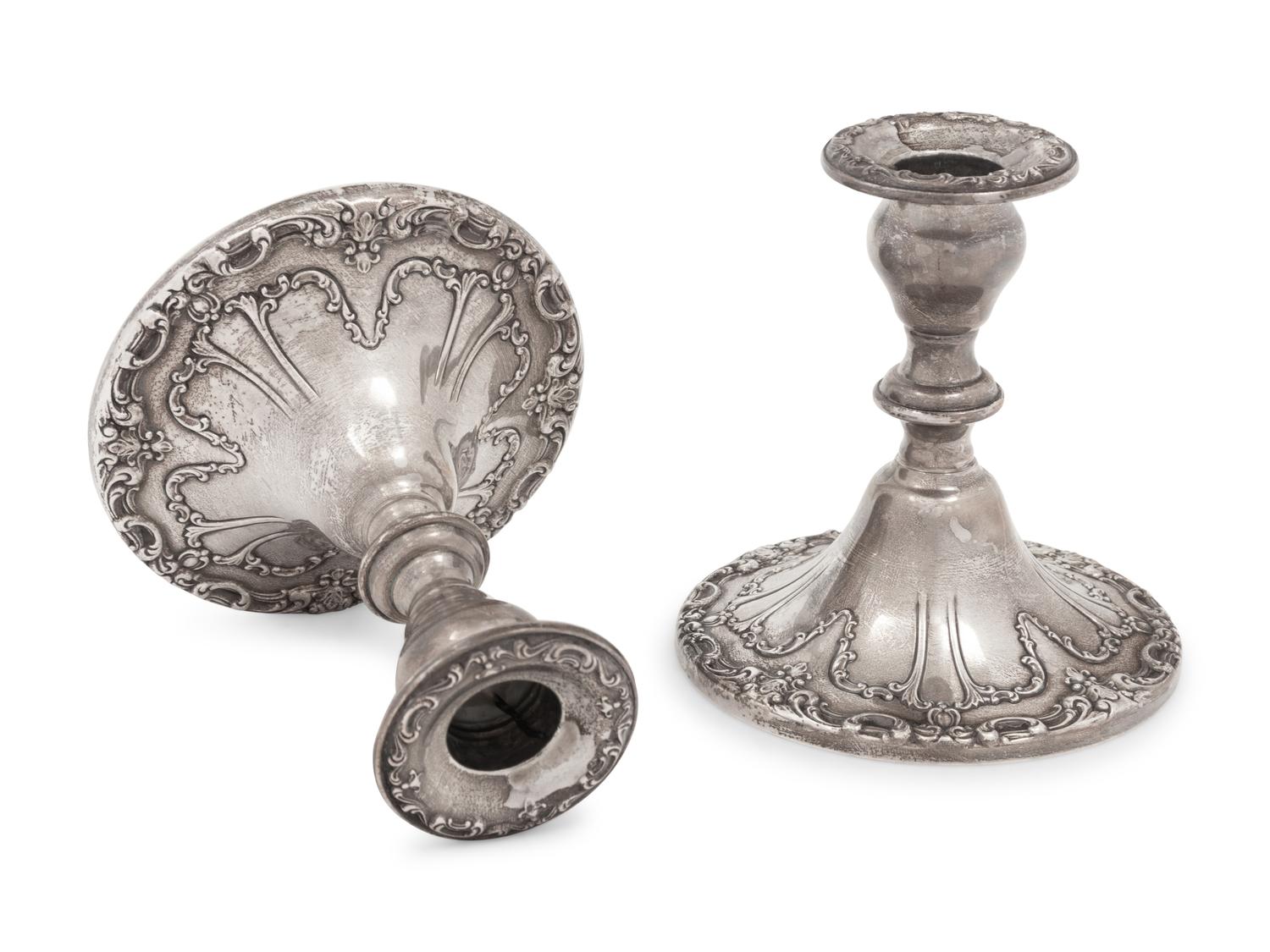 A Pair of American Silver Candlesticks