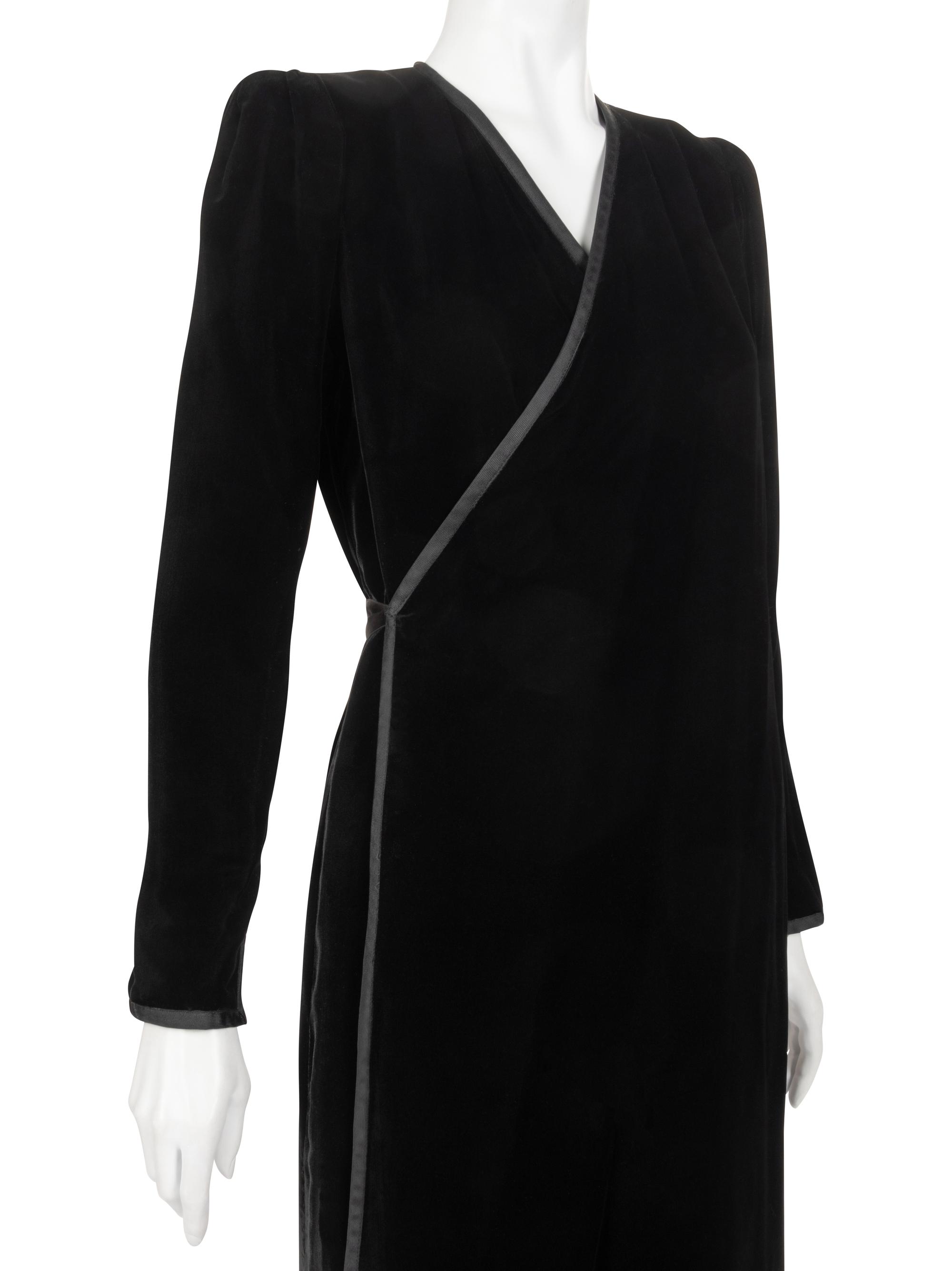 Three Designer Wrap Dresses: Two Galanos, One Yves Saint Laurent, 1980s