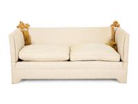 A Knole Natural Linen Upholstered Sofa