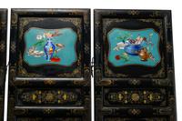 A Chinese Lacquer and Cloisonné Six-Panel Screen