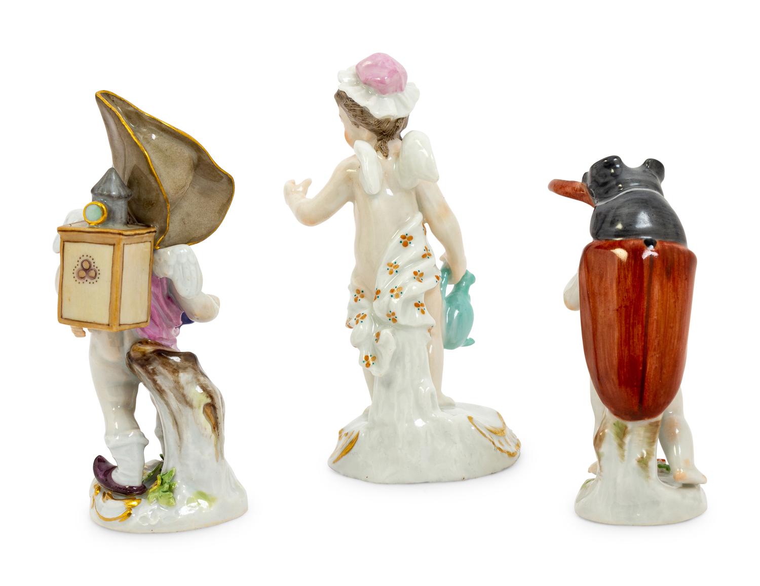 Three Meissen Porcelain Miniature Figures of Boys