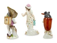 Three Meissen Porcelain Miniature Figures of Boys