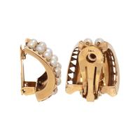 CULTURED PEARL AND YELLOW GOLD CLIP EARRINGS