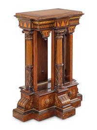 A Victorian Gilt Decorated and Part Ebonized Walnut Pedestal